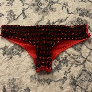 Luli Fama red ruched bottom swim bottoms